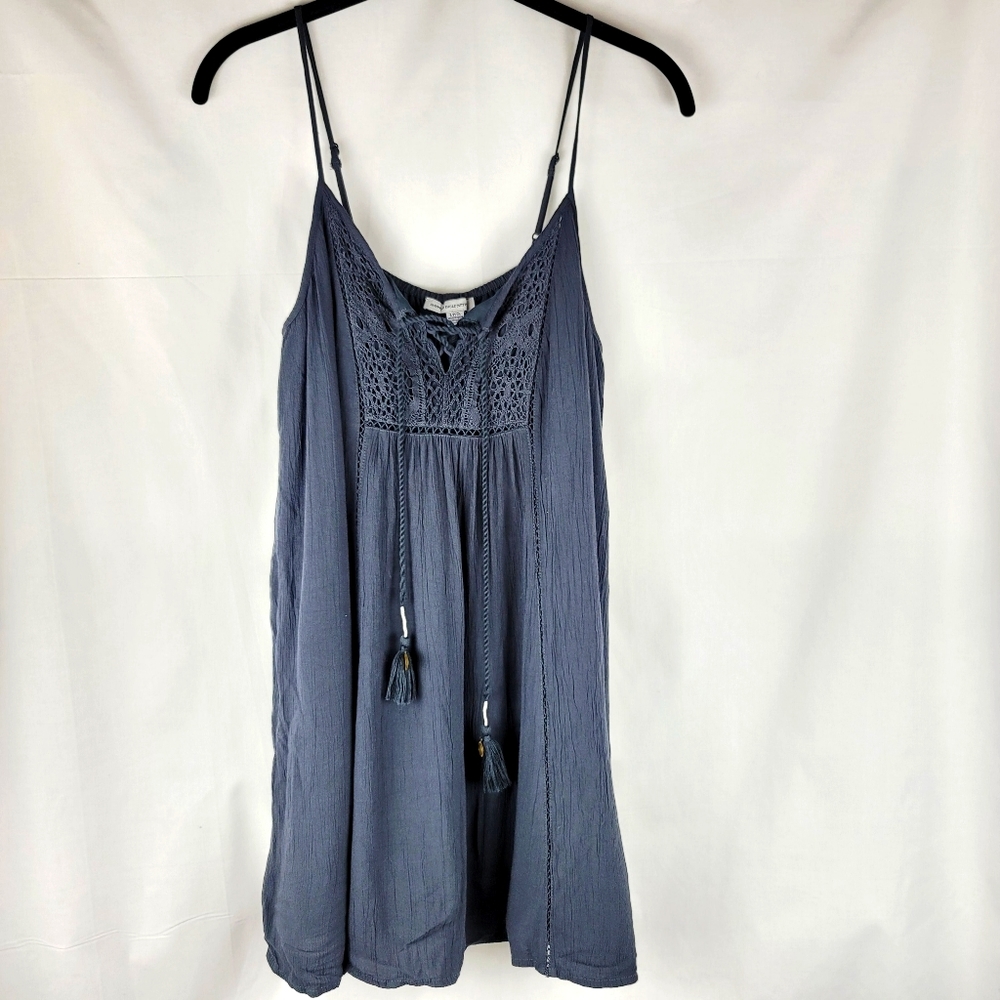 American Eagle Tie Front Grey Camisole Top Size Small